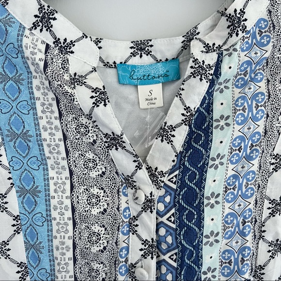 Francesca’s Navy Blue and White Print Mini Dress - Picture 2 of 10